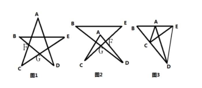 1.如图，图1是一个五角星，求∠A+∠B+∠C+∠D+∠E的度数